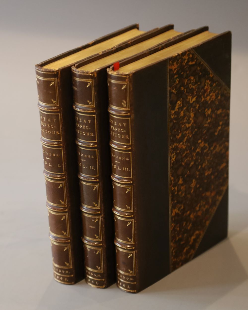 Dickens, Charles - Great Expectations, 1st edition (early issue), 3 vols, with an engraved portrait (not called-for) of the dedicatee (